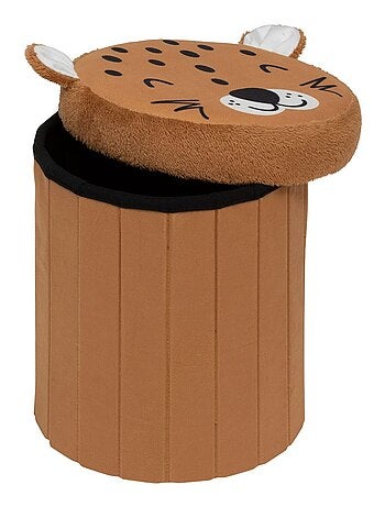 Pouf-coffre enfant imprimé léopard ANOKI