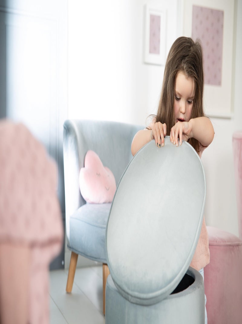 Pouf coffre ovale en velours - ROBA 'lil sofa' Bleu clair - Kiabi