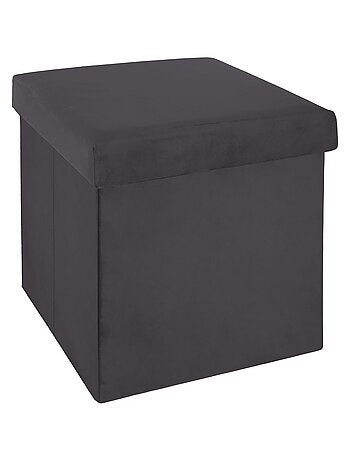 Pouf coffre pliable velours Tess - L. 38 x H. 38 cm