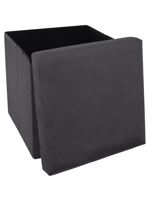 Pouf coffre pliable velours Tess - L. 38 x H. 38 cm - Kiabi