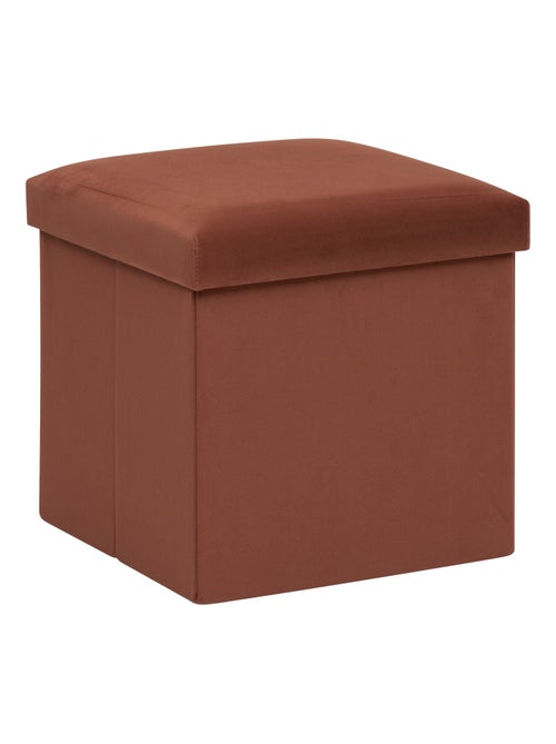 Pouf coffre pliable velours "Tess" Atmosphera - Ambre - Kiabi