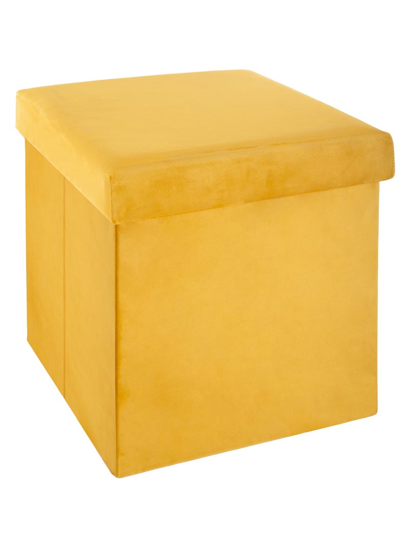 Pouf coffre pliable velours "Tess" Atmosphera Jaune - Kiabi