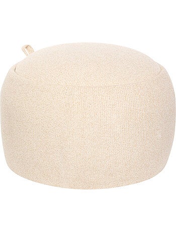 Pouf coffre rond en bois bouclette