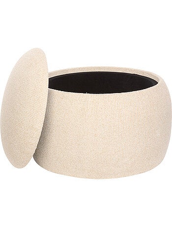 Pouf coffre rond en bois bouclette