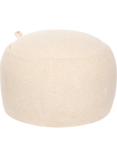 Pouf coffre rond en bois bouclette - Kiabi Pouf coffre rond en bois bouclette - Kiabi