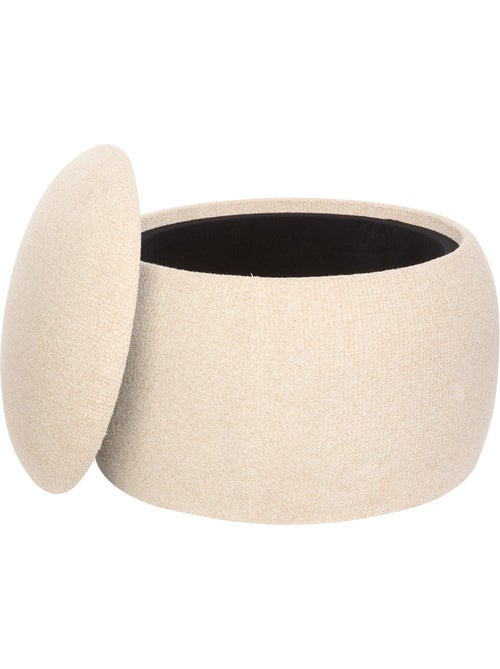 Pouf coffre rond en bois bouclette - Kiabi Pouf coffre rond en bois bouclette - Kiabi