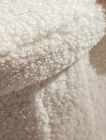 Pouf coffre rond en tissu bouclette MOKA