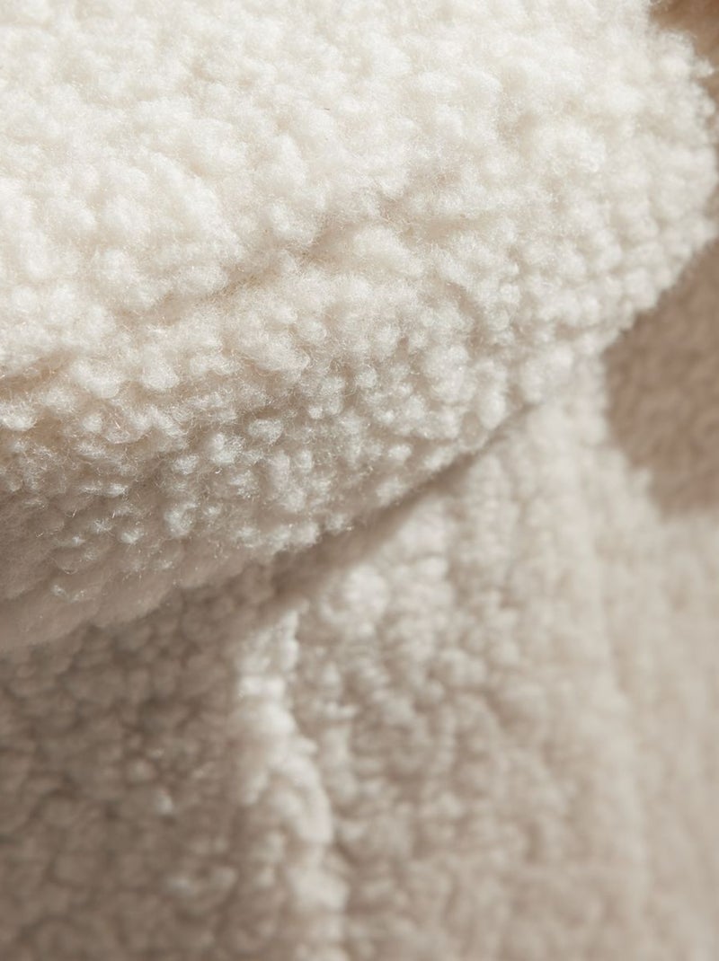 Pouf coffre rond en tissu bouclette MOKA Blanc - Kiabi