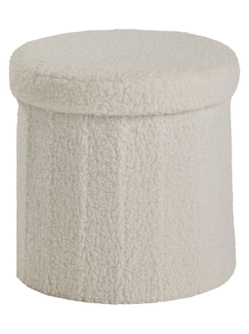 Pouf coffre rond en tissu bouclette MOKA - Kiabi