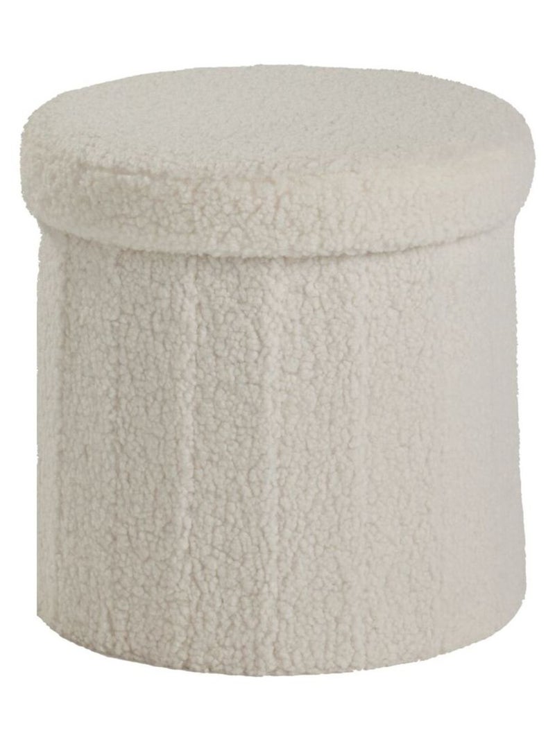 Pouf coffre rond en tissu bouclette MOKA Blanc - Kiabi