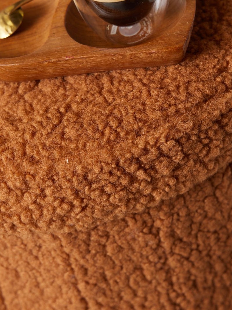 Pouf coffre rond en tissu bouclette MOKA Marron - Kiabi