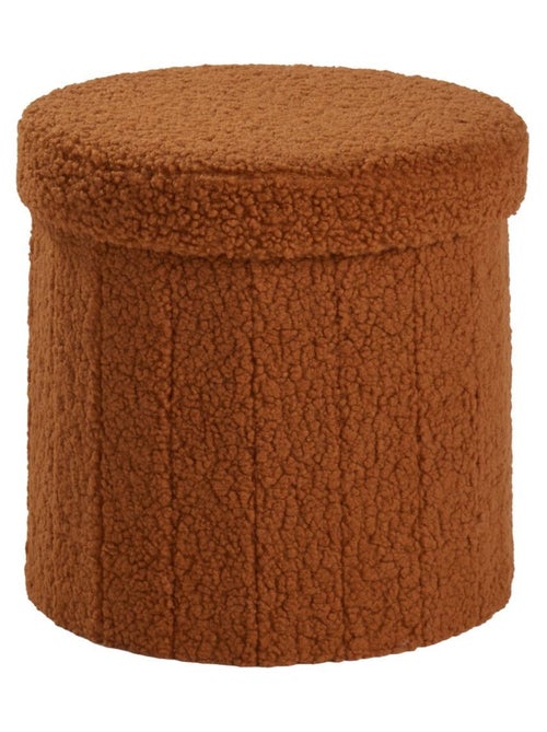 Pouf coffre rond en tissu bouclette MOKA - Kiabi