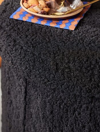 Pouf coffre rond en tissu bouclette MOKA