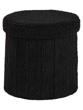 Pouf coffre rond en tissu bouclette MOKA