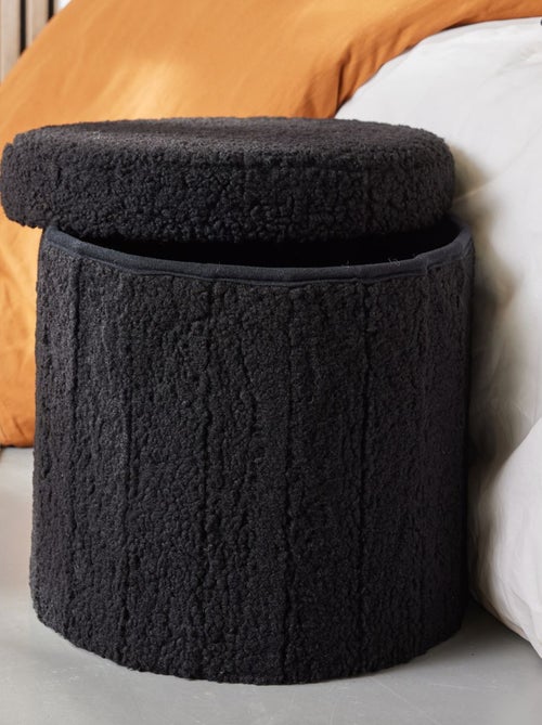 Pouf coffre rond en tissu bouclette MOKA - Kiabi