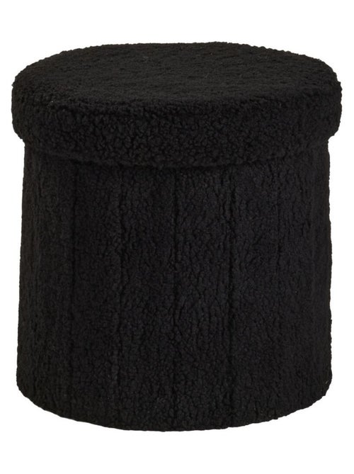 Pouf coffre rond en tissu bouclette MOKA - Kiabi