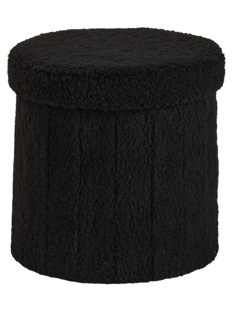 Pouf coffre rond en tissu bouclette MOKA Noir - Kiabi