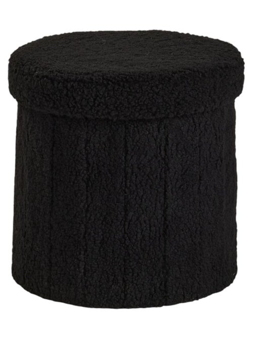 Pouf coffre rond en tissu bouclette MOKA - Kiabi