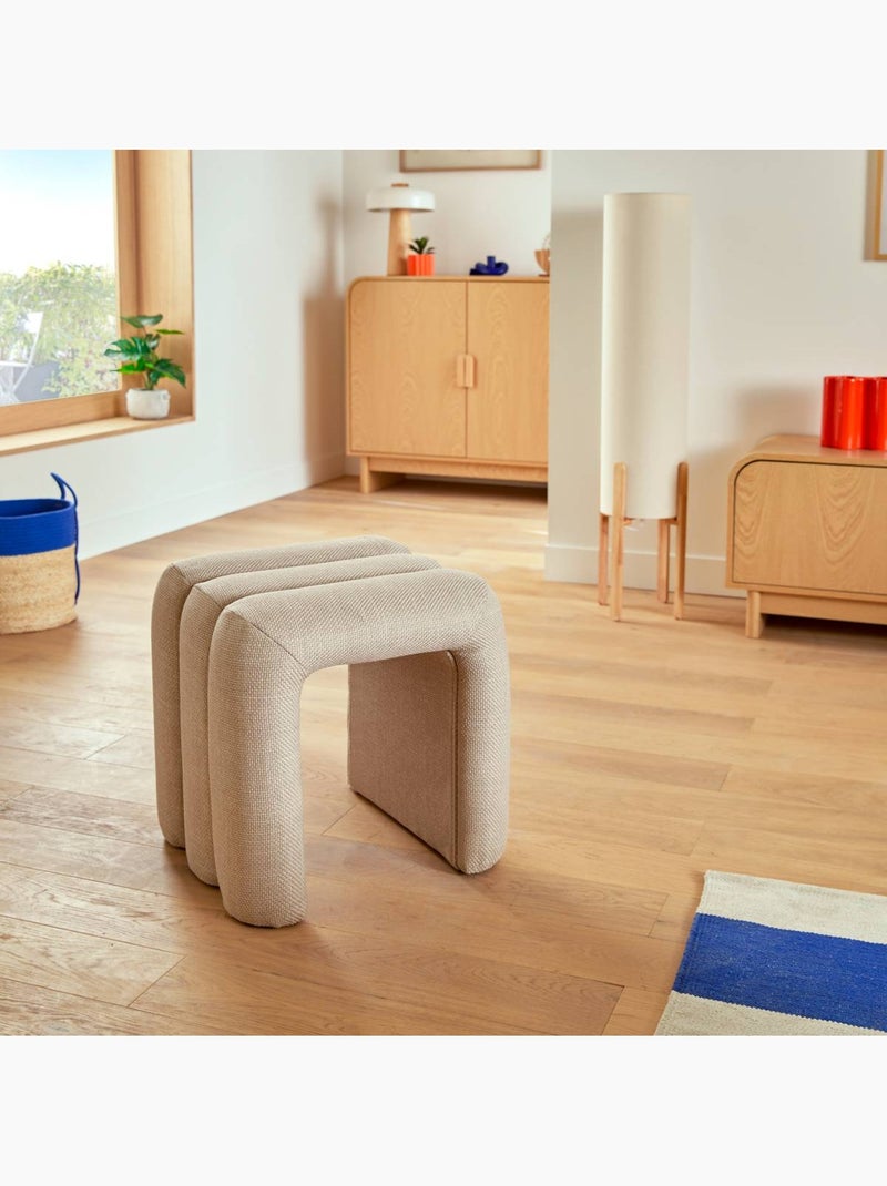 Pouf contemporain sisco Beige argile - Kiabi
