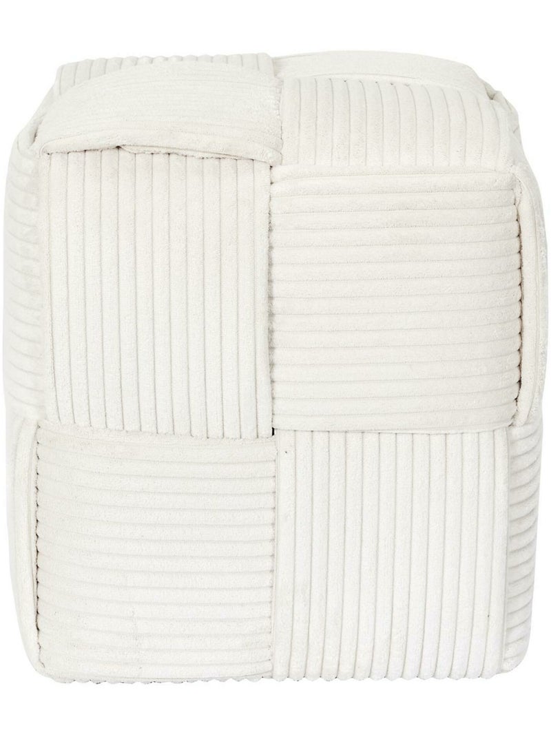 Pouf côtelé collection MOANA Rectangulaire Blanc - Kiabi