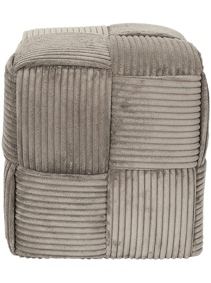 Pouf côtelé collection MOANA Rectangulaire Gris taupe - Kiabi