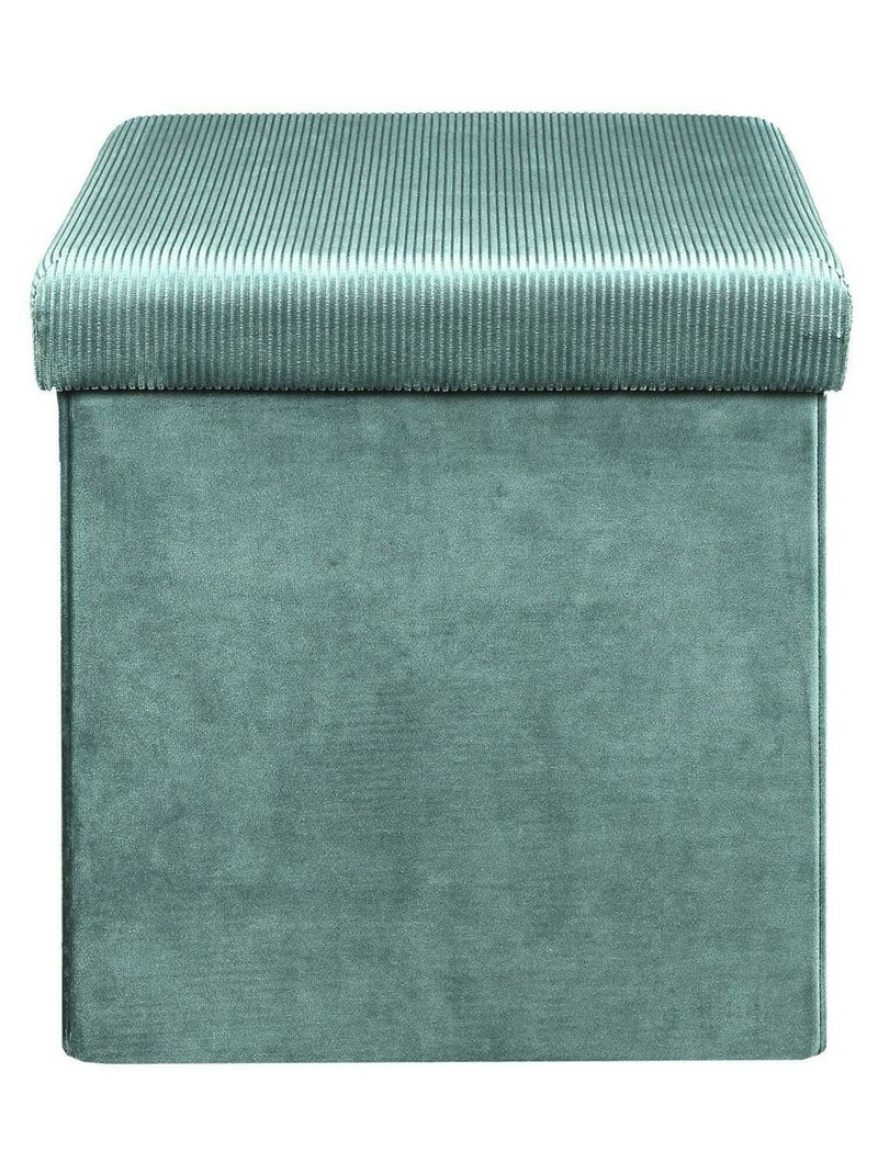 Pouf côtelé et velours collection DIANE Bleu canard - Kiabi