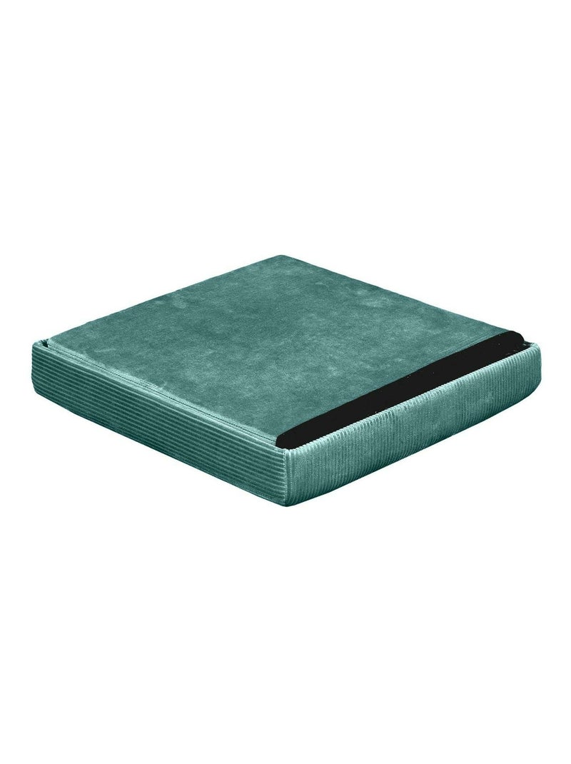 Pouf côtelé et velours collection DIANE Bleu canard - Kiabi