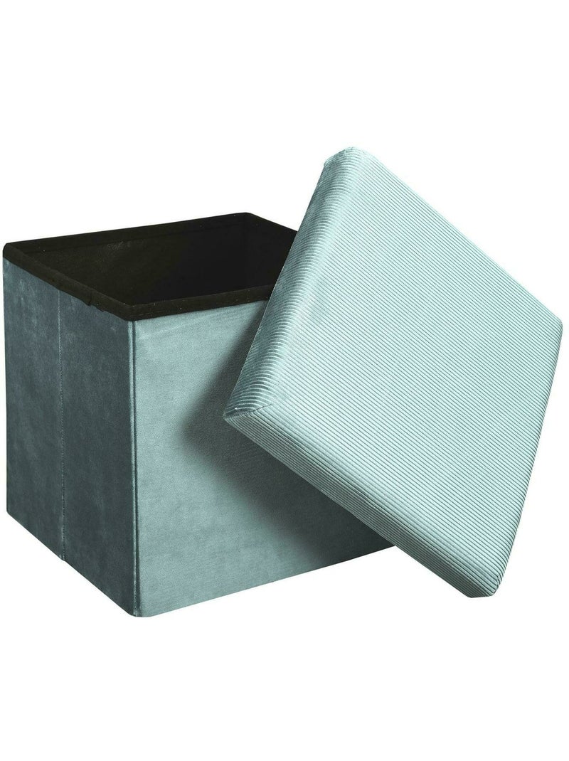 Pouf côtelé et velours collection DIANE Bleu - Kiabi