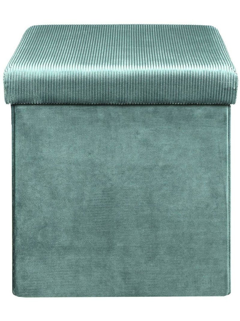 Pouf côtelé et velours collection DIANE Bleu - Kiabi