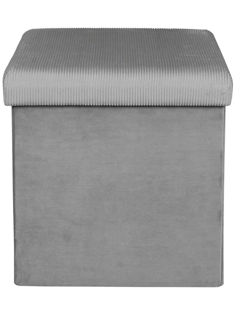 Pouf côtelé et velours collection DIANE Gris - Kiabi