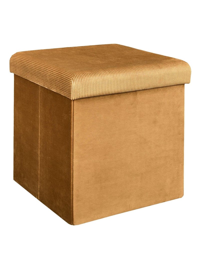 Pouf côtelé et velours collection DIANE Jaune - Kiabi