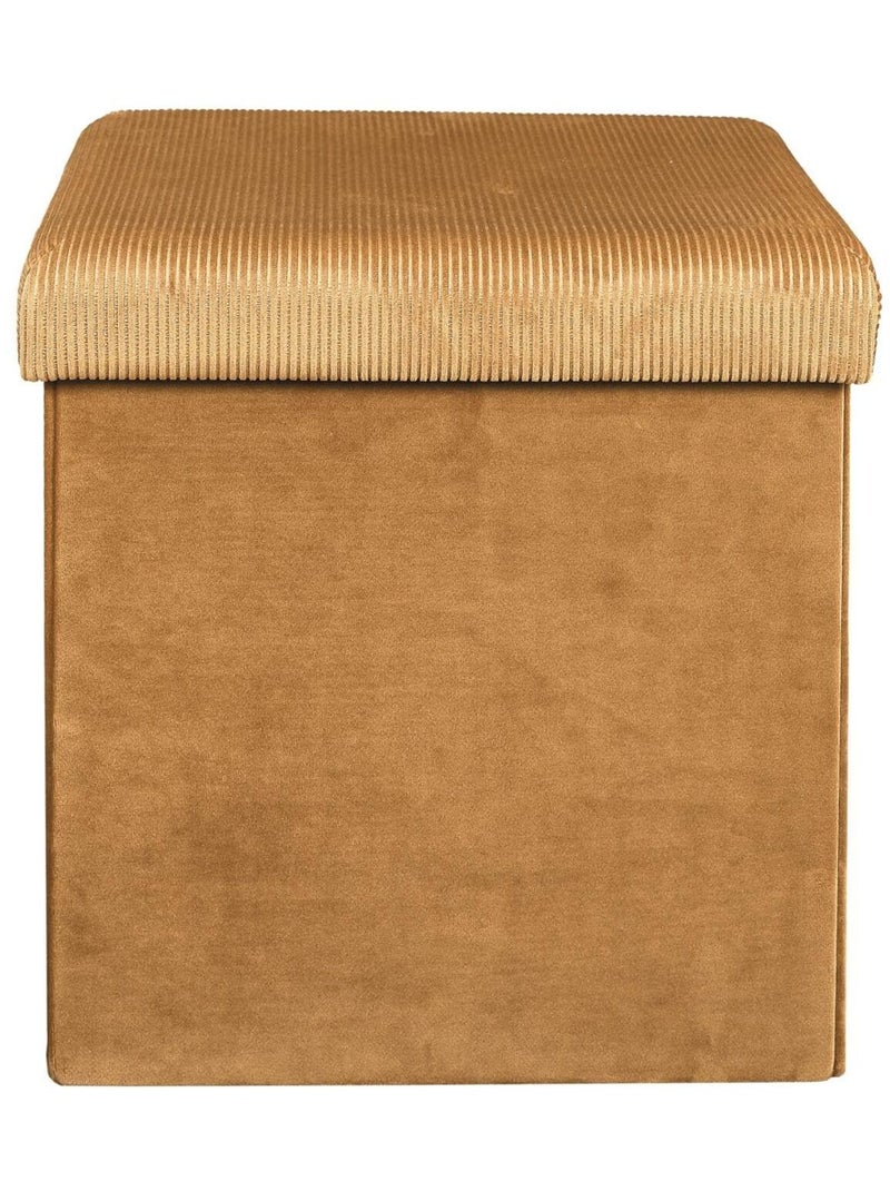 Pouf côtelé et velours collection DIANE Jaune - Kiabi