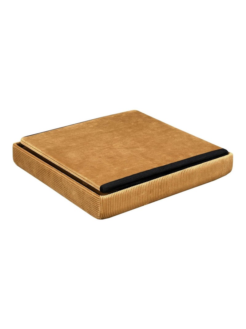Pouf côtelé et velours collection DIANE Jaune - Kiabi