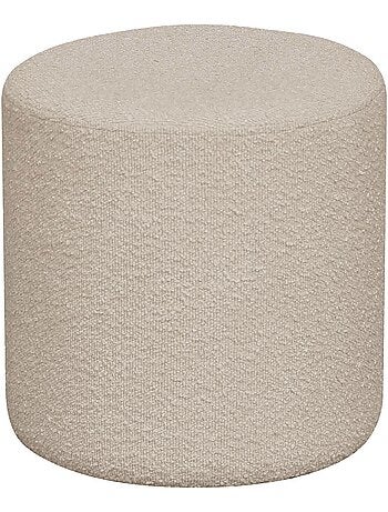 Pouf cylindrique en bouclette beige Ø 34 x 36 cm - House Nordic