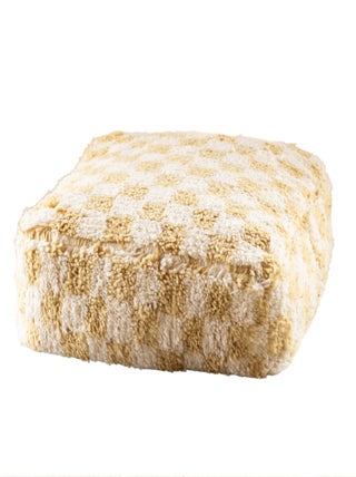 Pouf damier en laine avec garnissage