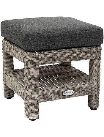 Pouf de jardin carré en résine tressée avec rangement POLYNÉSIA