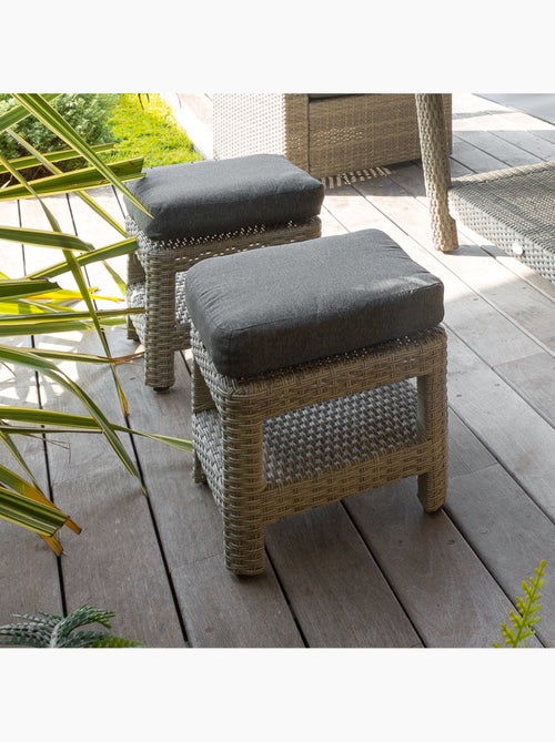 Pouf de jardin carré en résine tressée avec rangement POLYNÉSIA - Kiabi