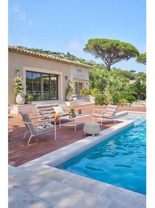 Pouf de jardin tressé rond OBBAE - Kiabi