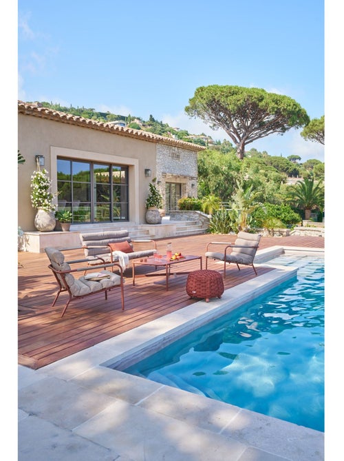 Pouf de jardin tressé rond OBBAE - Kiabi