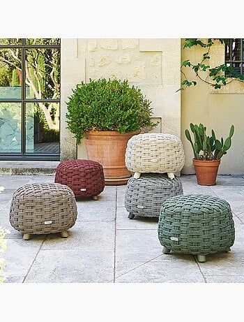 Pouf de jardin tressé rond OBBAE