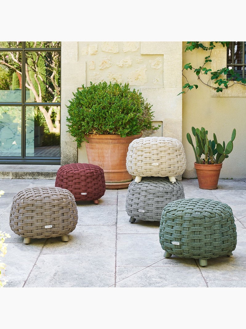 Pouf de jardin tressé rond OBBAE Taupe - Kiabi