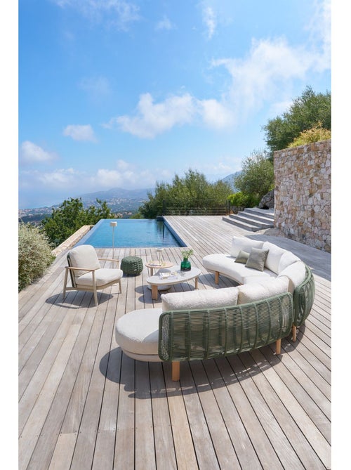 Pouf de jardin tressé rond OBBAE - Kiabi