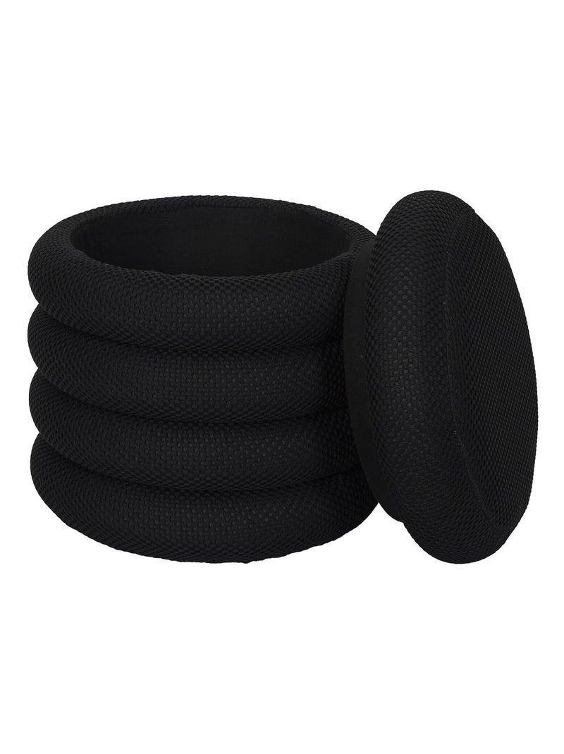 Pouf de rangement avec tissu texturé ATOME Noir - Kiabi