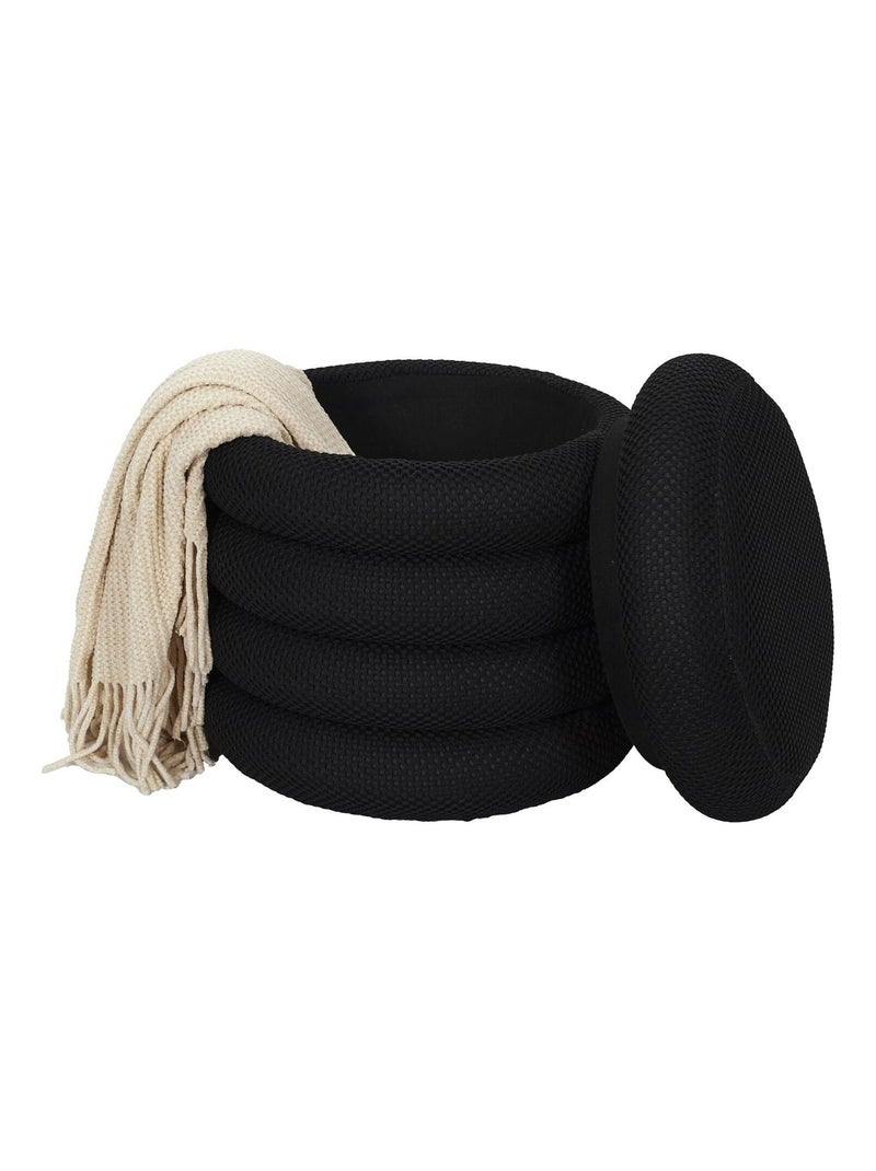 Pouf de rangement avec tissu texturé ATOME Noir - Kiabi