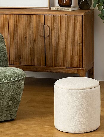 Pouf de rangement en bouclette