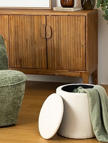 Pouf de rangement en bouclette