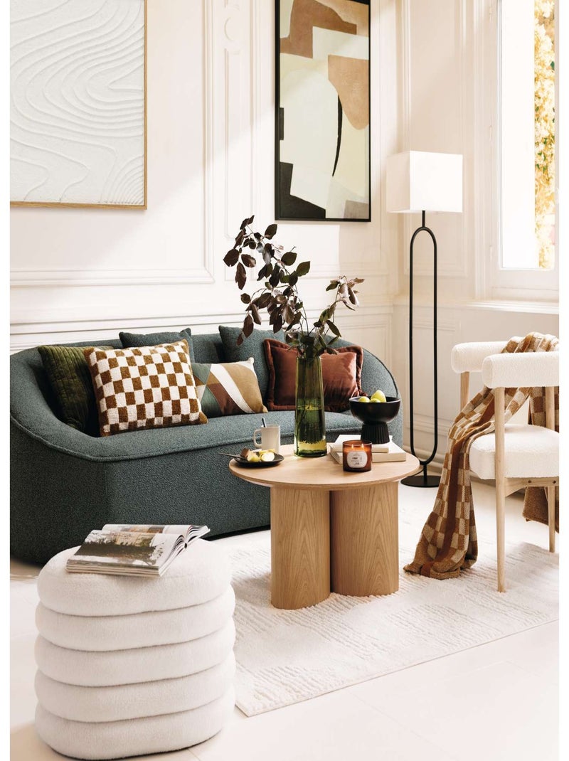 Pouf de rangement en bouclette GUILIA Blanc - Kiabi