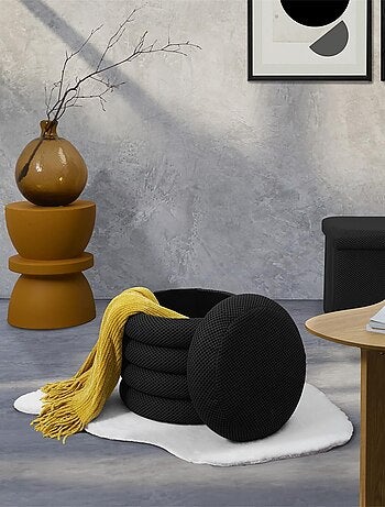 Pouf de rangement maille nid d'abeille