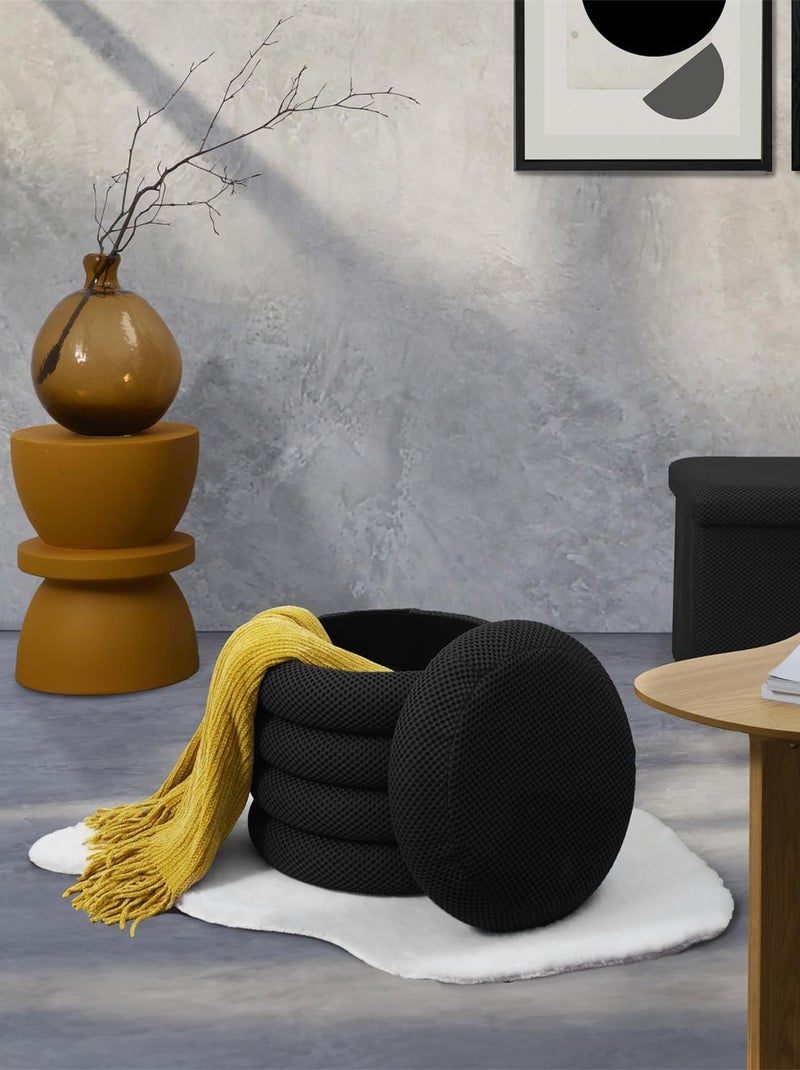 Pouf de rangement maille nid d'abeille Noir - Kiabi