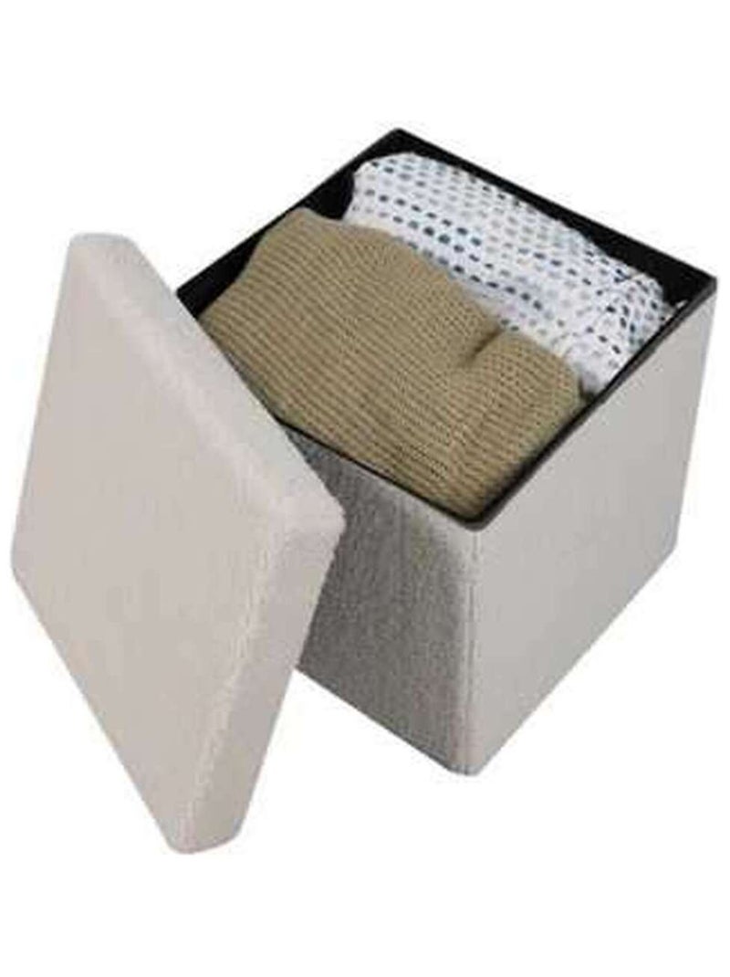 Pouf de rangement pliable Blanc - Kiabi